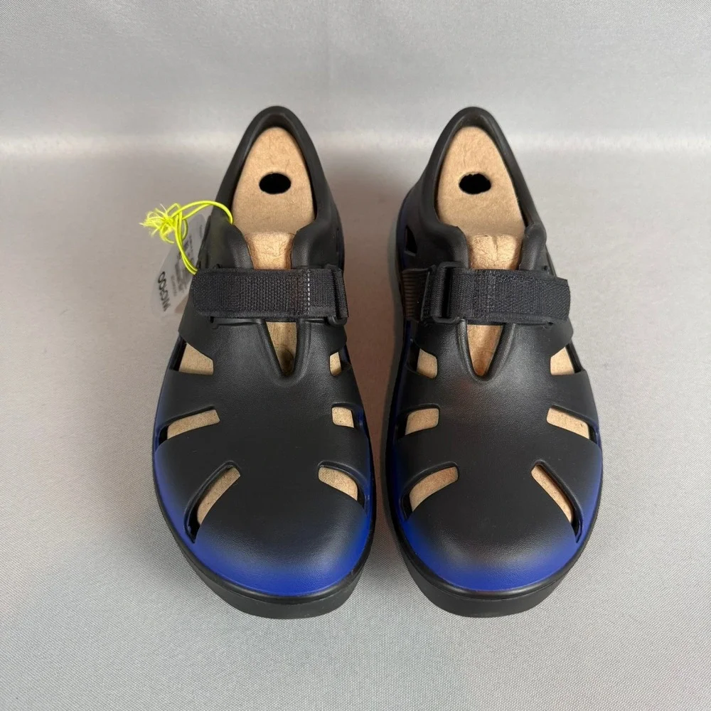 Oofos Oocandoo Recovery Sandals Womens 9 Black Blue Slip-On Shoes Unisex M7 NIB
